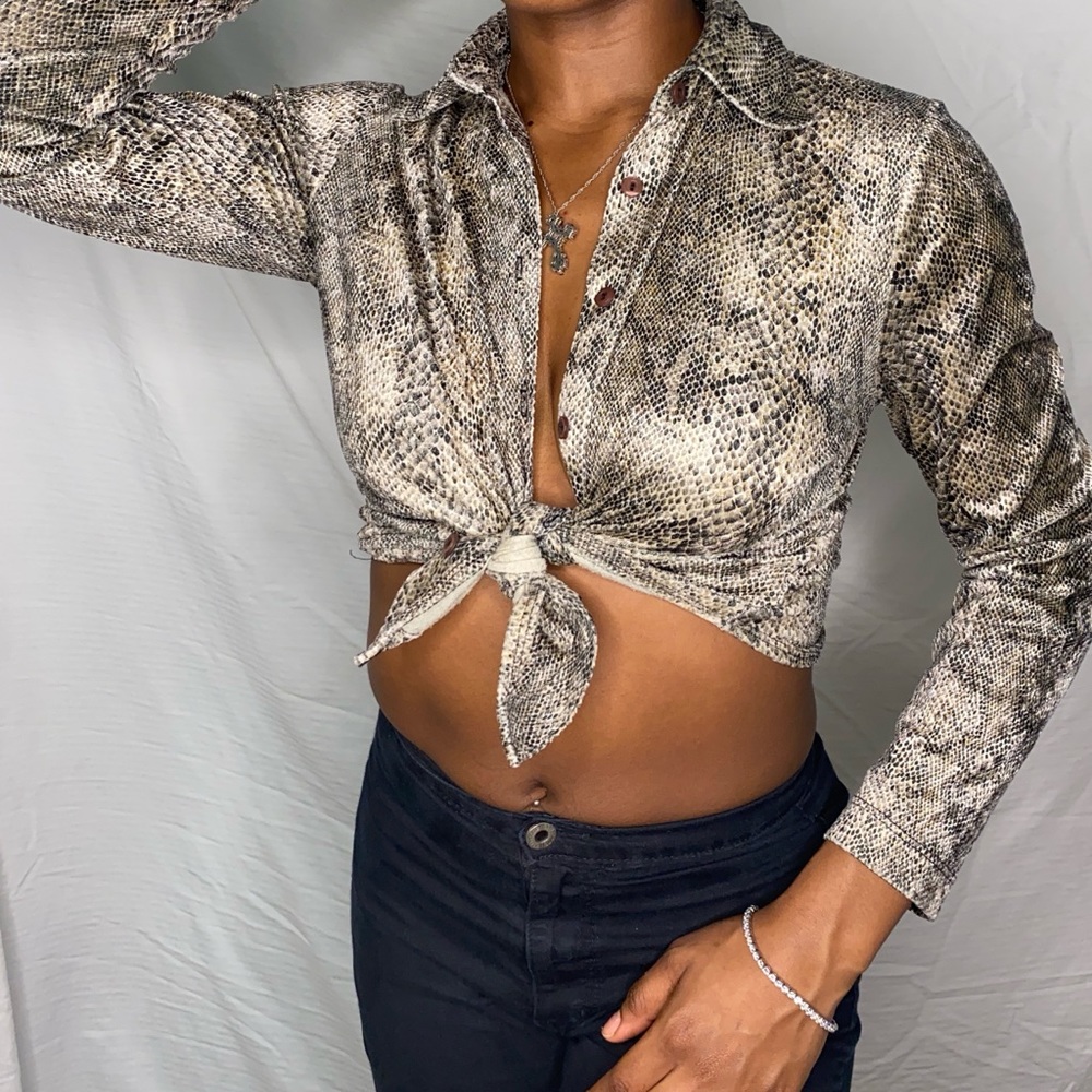 Vintage snake print button down shirt